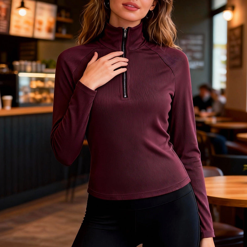 Pull Femme Coupe Slim en Maille – Col Cheminée Manches Longues