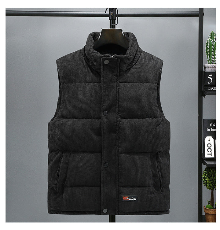 Doudoune sans Manches Homme Aspect Velours Côtelé – Quilting Moderne