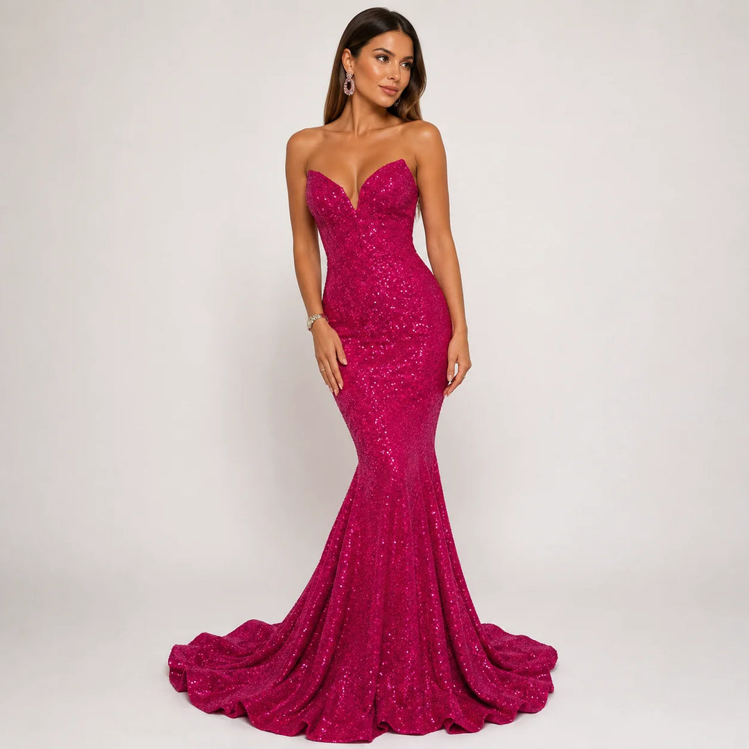 Vestido maxi de lentejuelas para mujer: elegante silueta de sirena