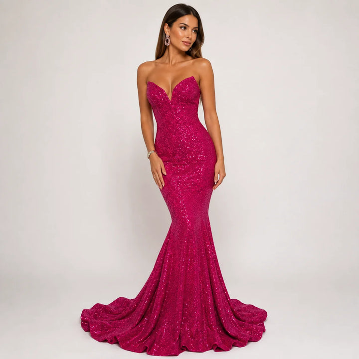 Vestido maxi de lentejuelas para mujer: elegante silueta de sirena