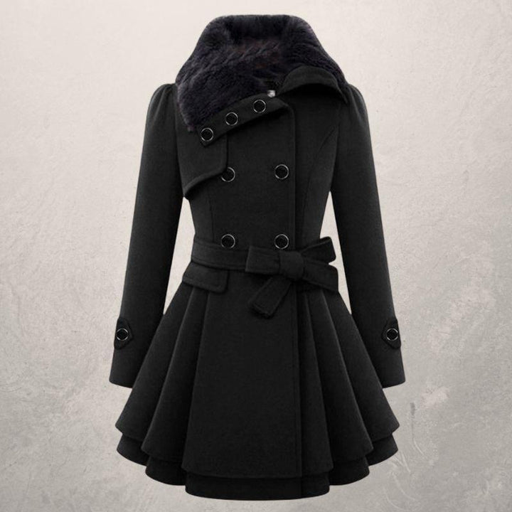 Manteau Femme Mi-Long Double-Boutonnage Coton – Coupe Cintrée à Revers