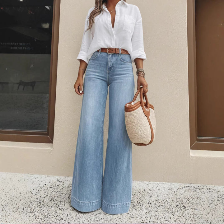Pantalon Large Femme en Denim – Taille Haute Vintage