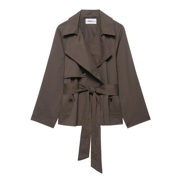 Manteau Femme Coupe-vent Ceinturé à Revers – Silhouette Moderne