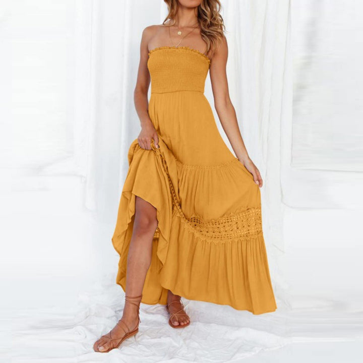 Robe Longue Femme Dentelle Patchwork – Coupe Décontractée Vacances