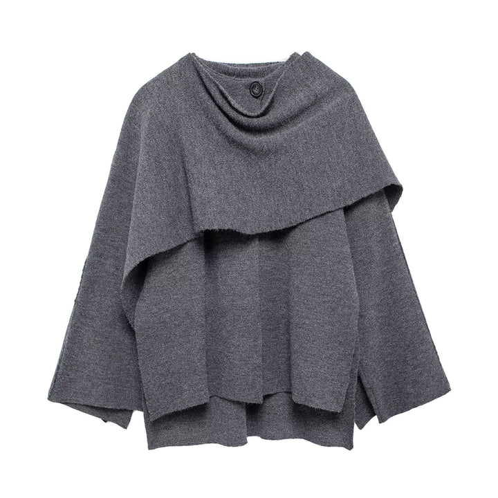 Cardigan Femme Maille – Col Écharpe Asymétrique Coupe Ample