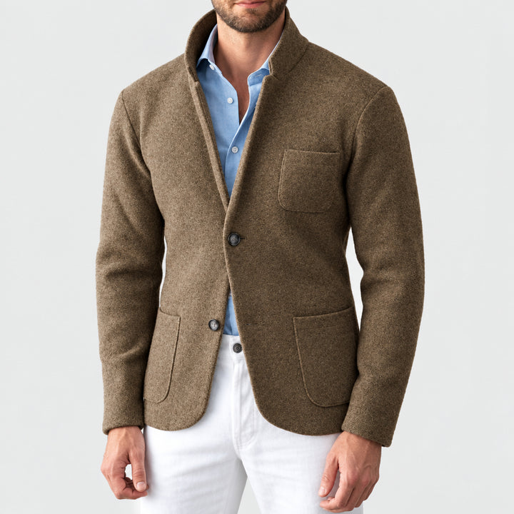 Cardigan Homme en Coton Mélangé – Col Montant et Poches Plaquées