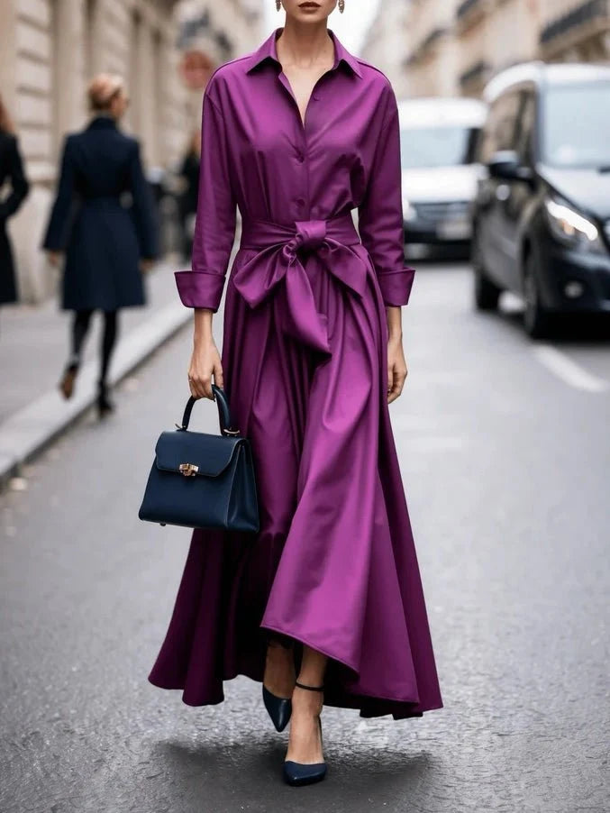Robe Maxi Femme – Coupe Fluide, Taille Lacée