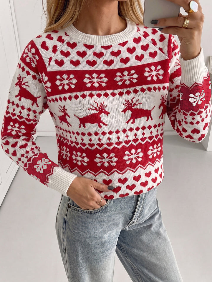 Pull Jacquard Femme – Motif Animal Festif