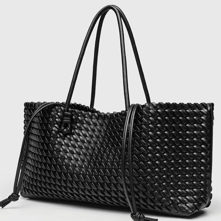 Geflochtene Damen-Shopper-Tasche – Strukturierte, rechteckige Form
