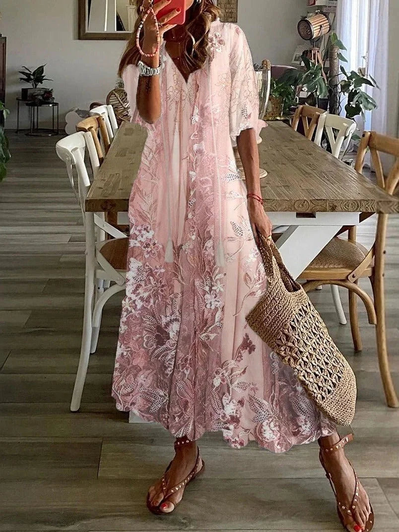 Maxikleid für Damen mit Spitzenstickerei – lässiger Schnitt in Übergröße