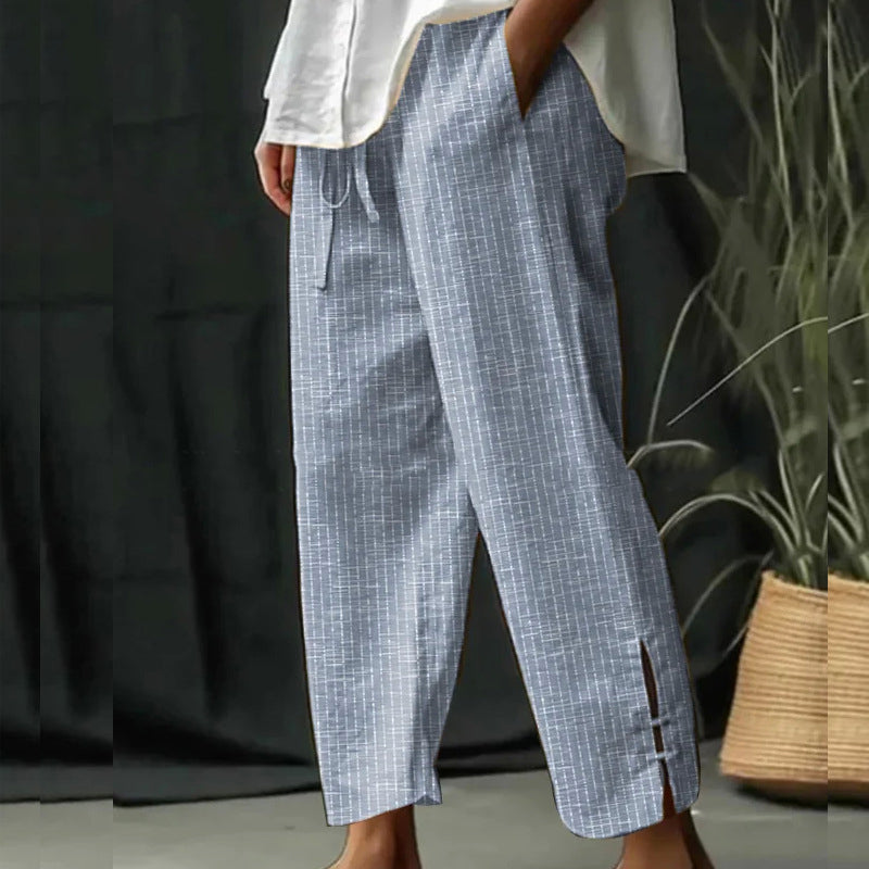 Pantalon Homme Large Coton Mélangé – Coupe Tapered à Rayures