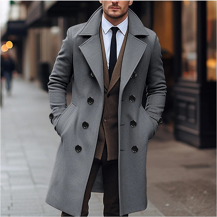 Manteau Long Homme Laine – Coupe Double Boutonnage Élégante