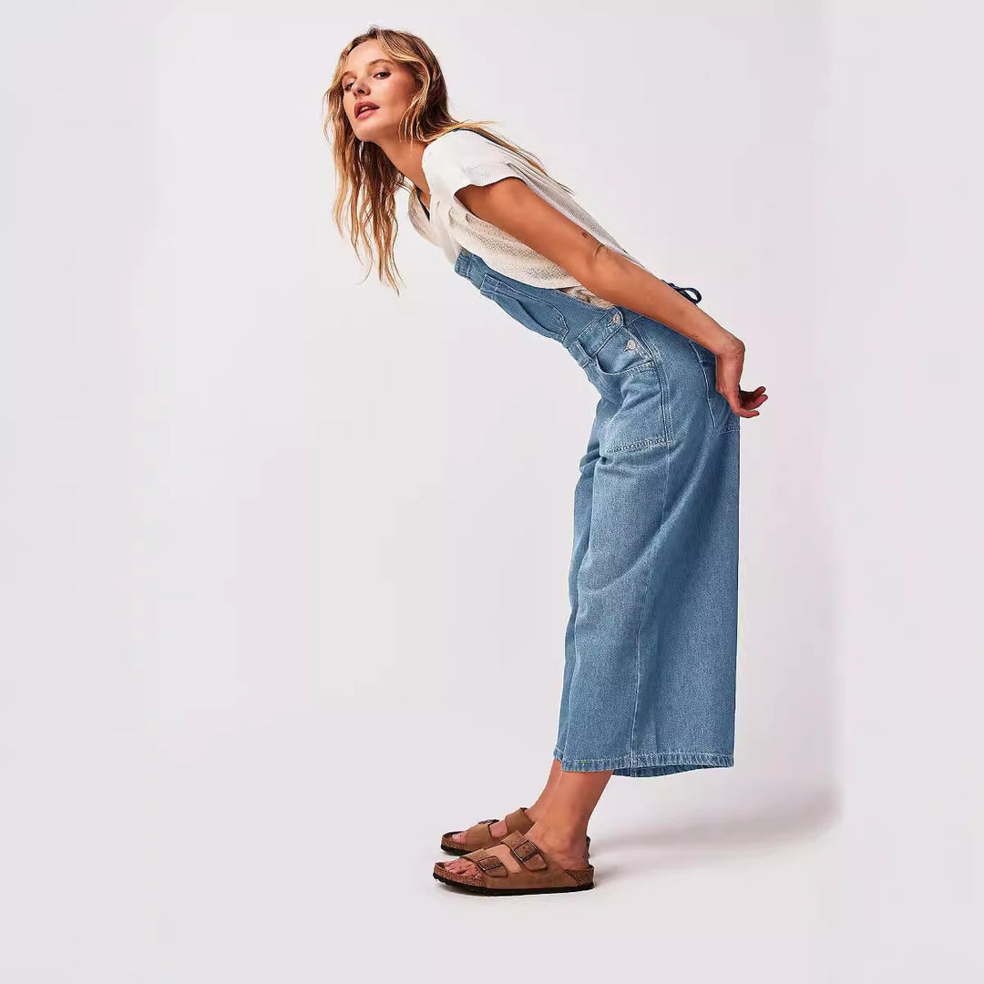 Combinaison en Jean Femme – Coupe Décontractée Sans Manches