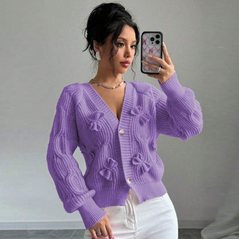 Cardigan Femme en Maille – Détail Nœud Design Court