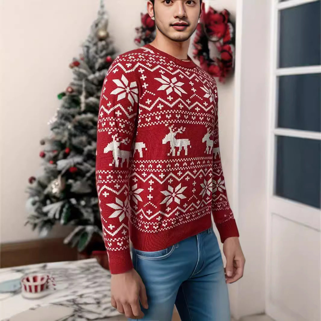 Sweater Unisex Dame med nordisk mønster – afslappet rund hals