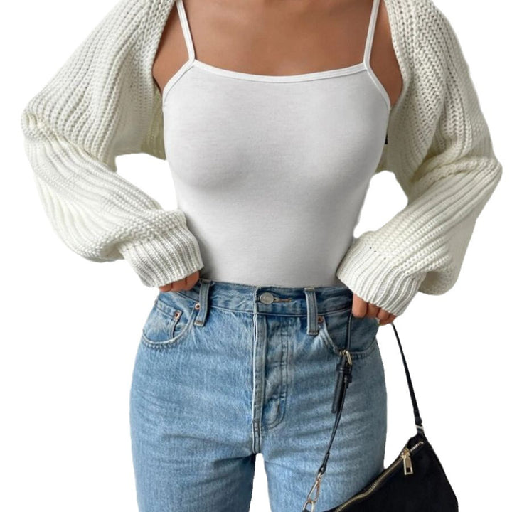 Damen-Pullover aus Wollmischung – Kurze Passform, Ballonärmel