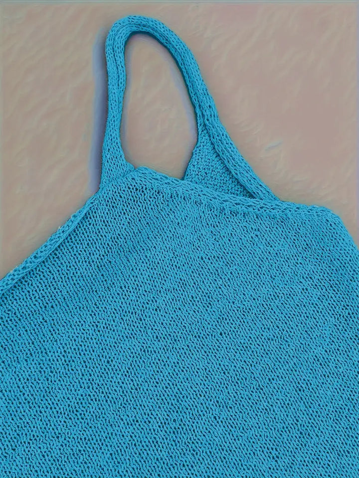 Mini-Strickkleid für Damen – Dünne Träger und Rückenausschnitt