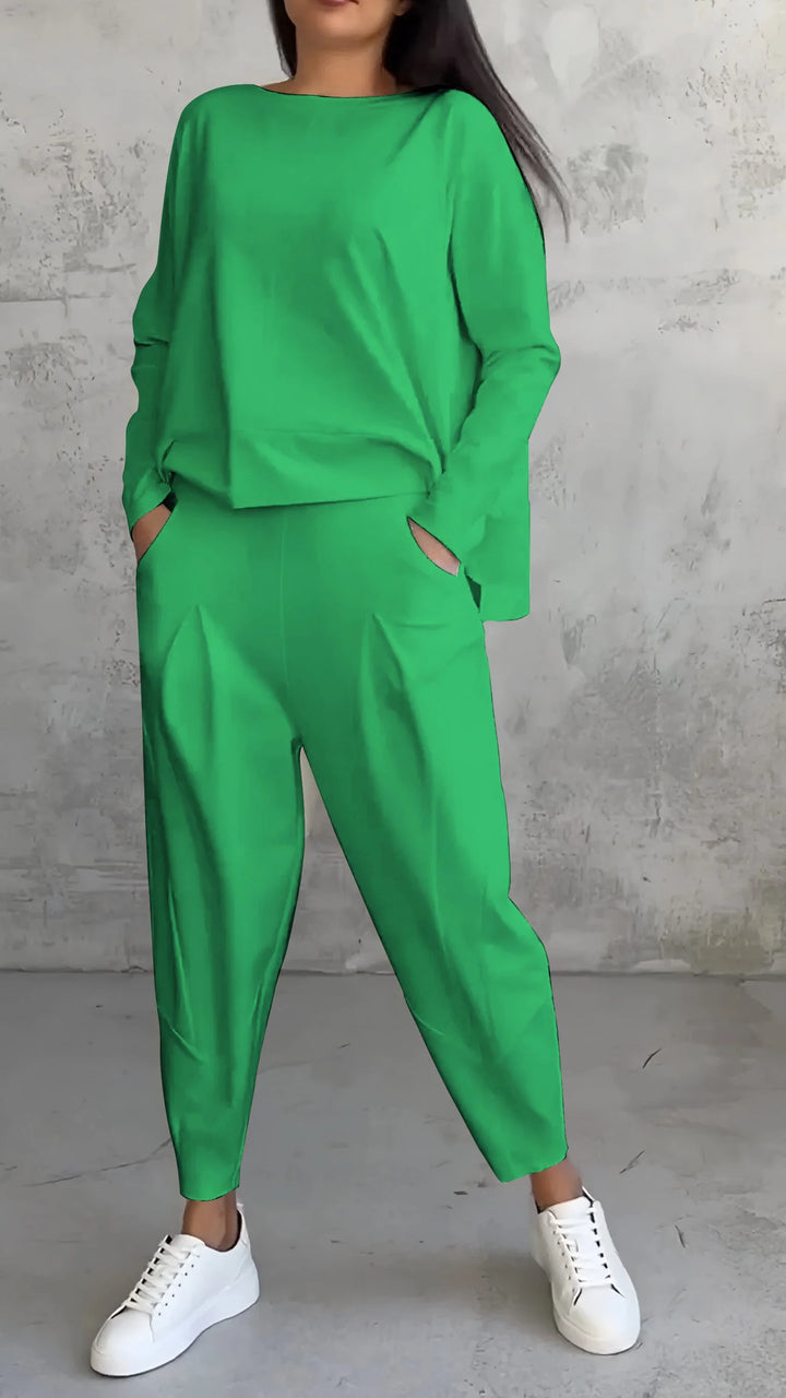 Ensemble Deux Pièces Femme – Haut Manches Longues &amp; Pantalon Fuselé