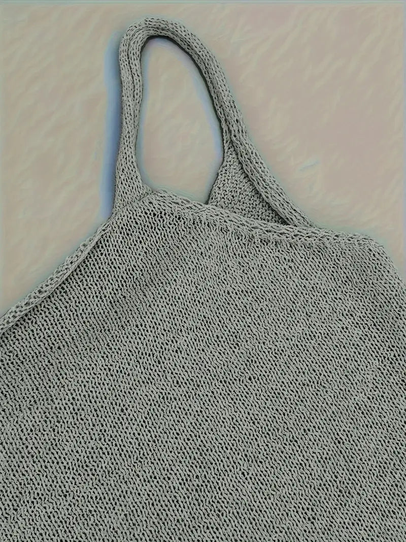 Mini-Strickkleid für Damen – Dünne Träger und Rückenausschnitt