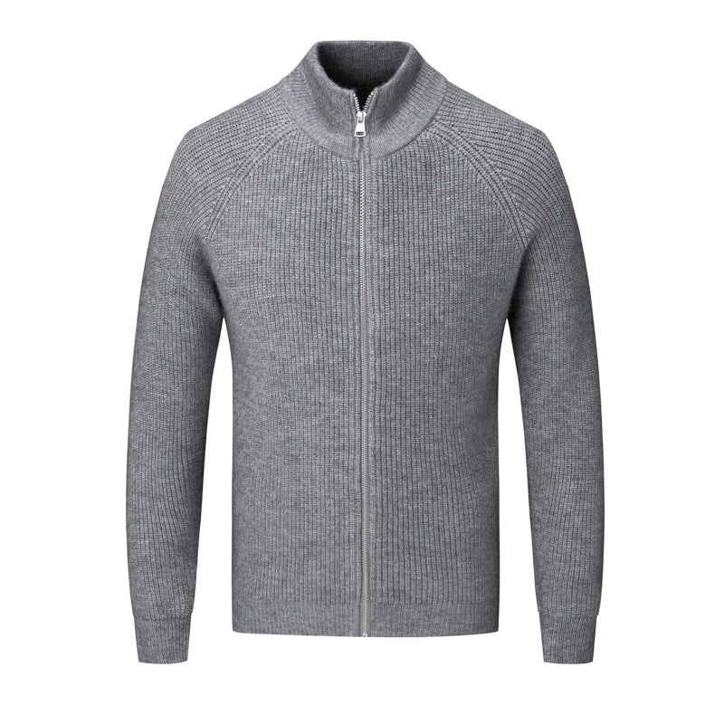 Cardigan Homme en Maille – Coupe Slim Col Montant Zippé