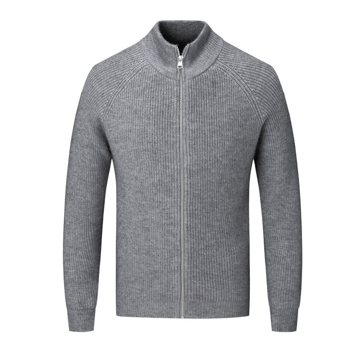 Cardigan Homme en Maille – Coupe Slim Col Montant Zippé