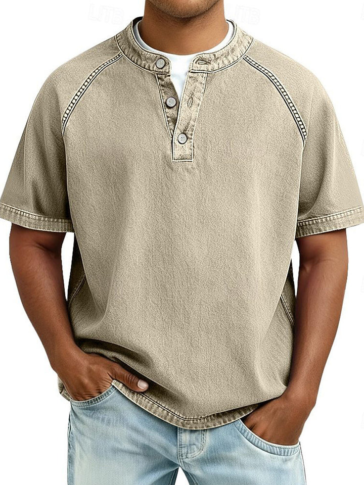 Chemise Homme Manches Courtes – Coupe Ample Fermeture Col Bouton