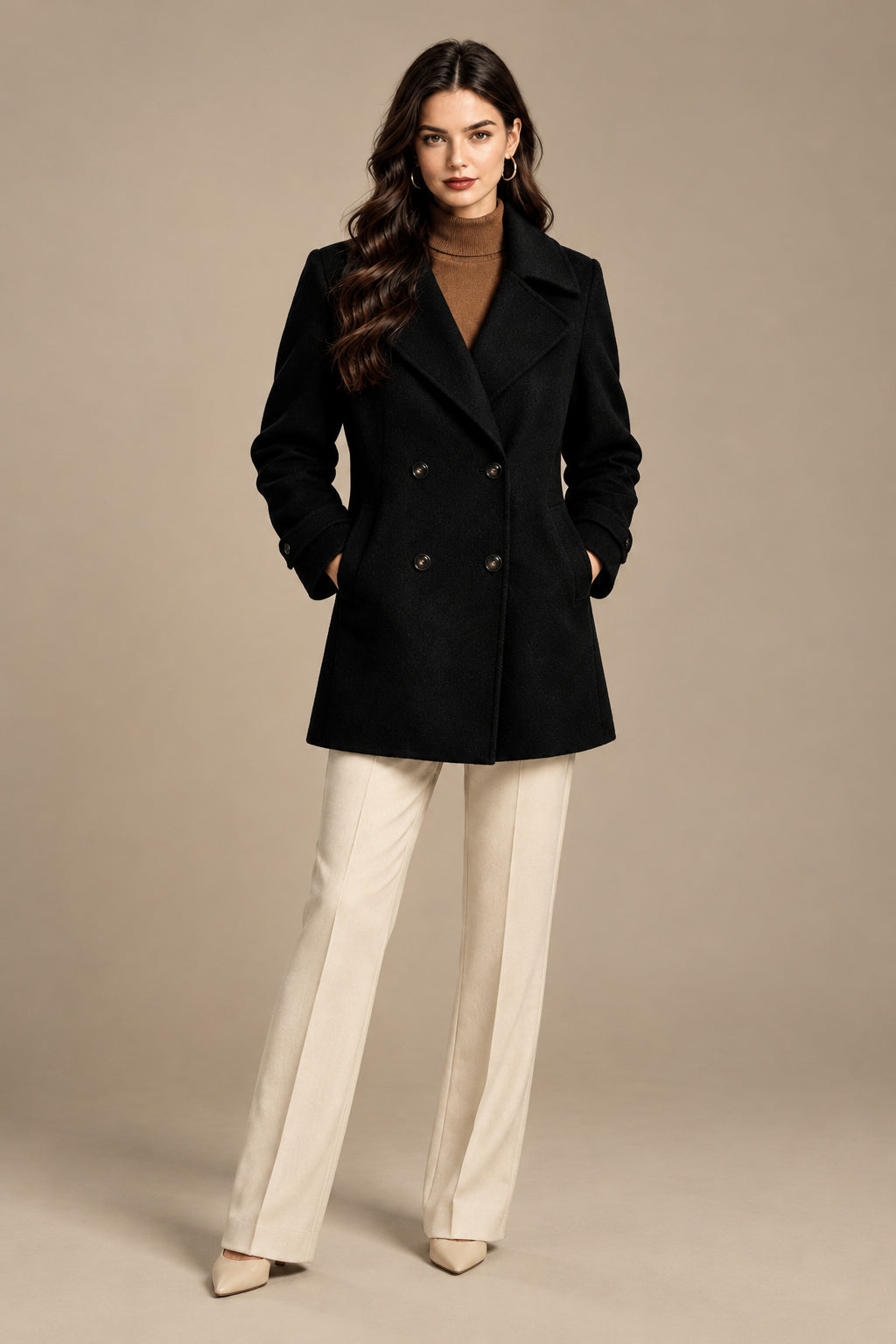 Manteau Femme Court – Coupe Tailleur à Double Boutonnage