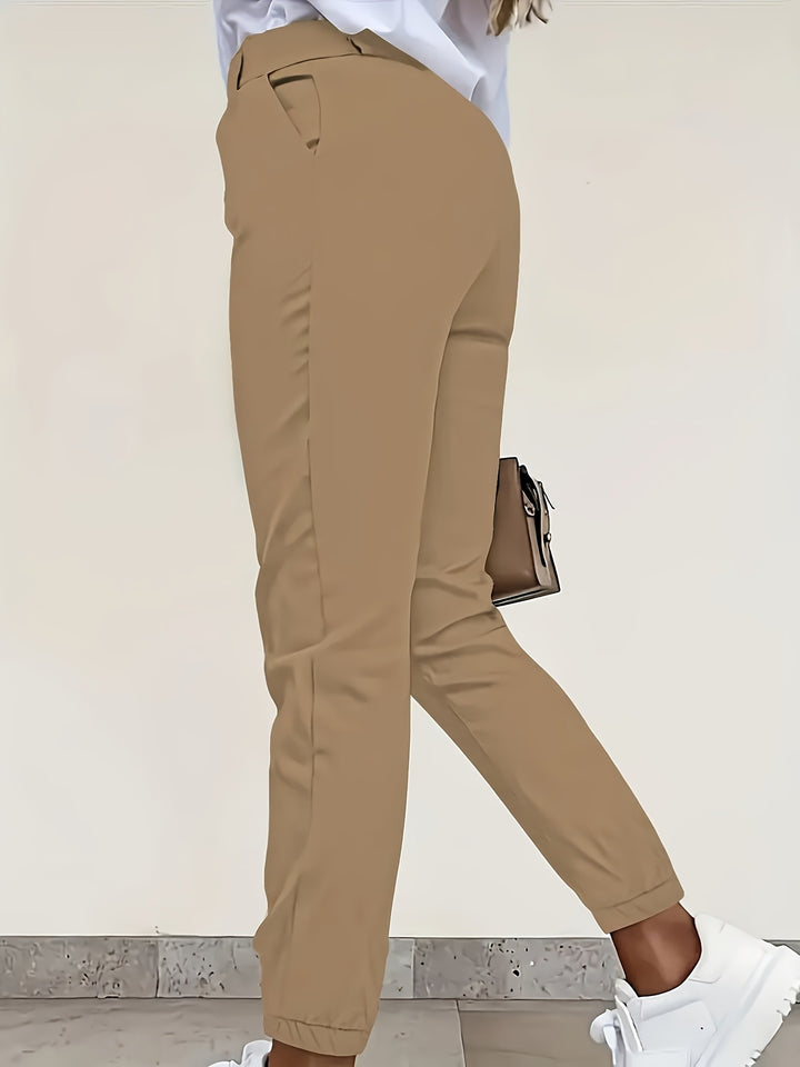 Damesbroek met hoge taille en slim fit – Vijfzakkenmodel van ribfluweel