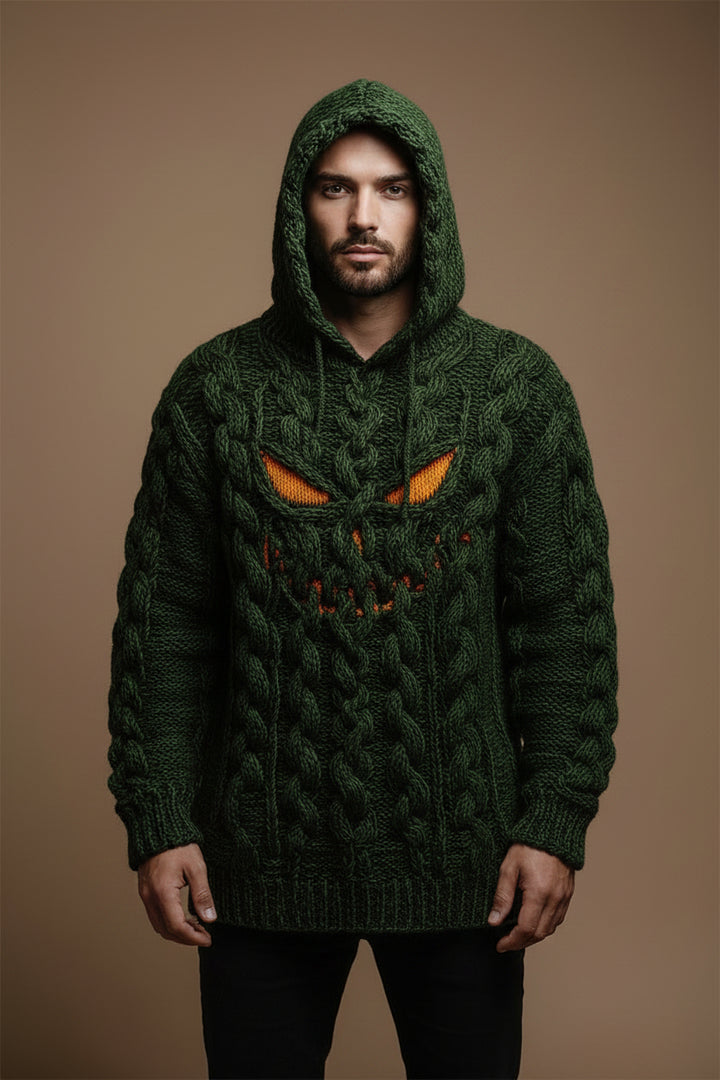 Herren-Sweater mit 3D-Halloween-Print – Weite Passform mit Druckeffekt