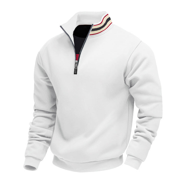 Herren-Pullover mit Schornsteinkragen und Reißverschluss – lockere Passform, Fleece-Innenfutter