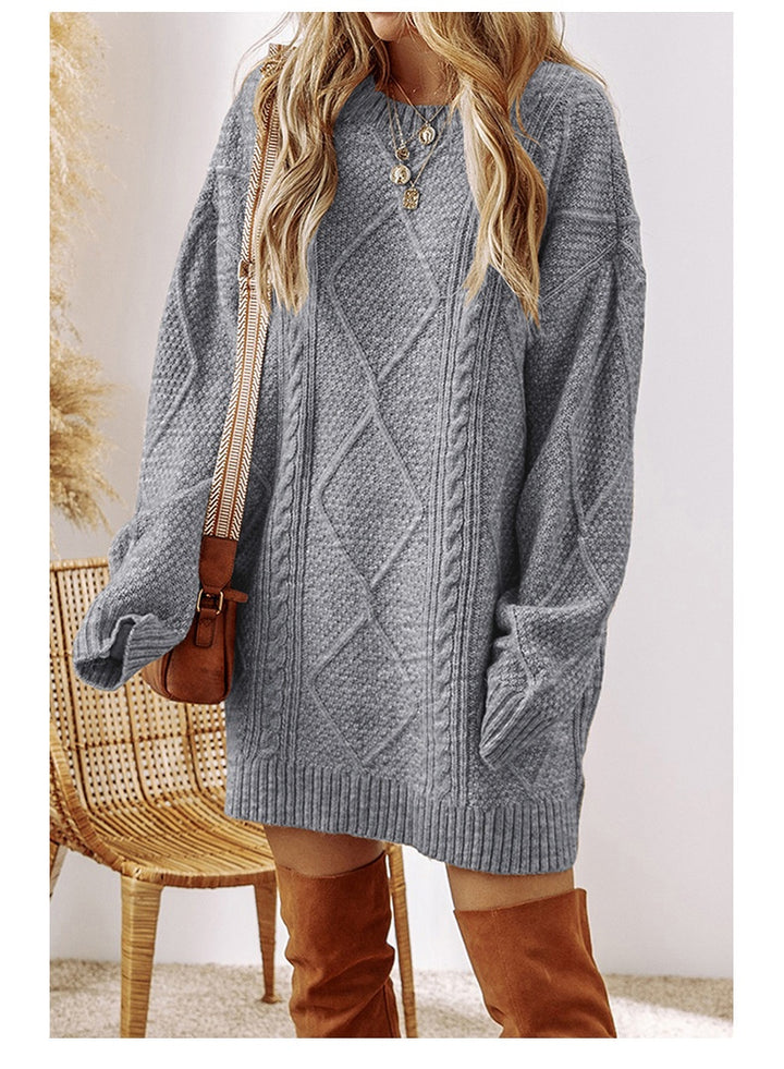 Robe Femme Pull Mini – Coupe Décontractée, Maille Fines Côtes