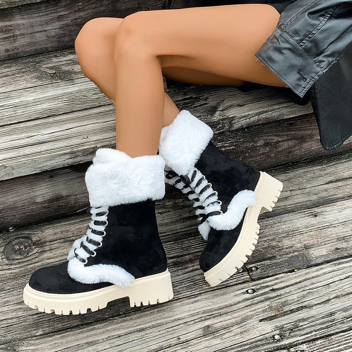 Bottes Femme Hautes en Suède – Doublure Chaude et Talon Moyen