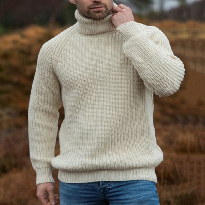 Herren-Pullover mit Rollkragen – Grob gerippte Strickwaren mit weiter Passform