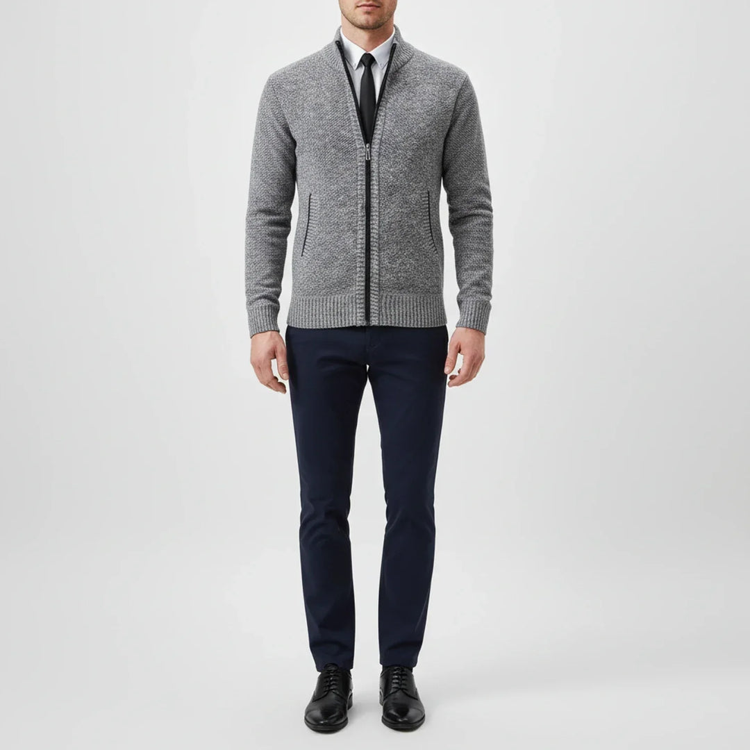 Cardigan Homme en Coton – Col Montant, Coupe Décontractée