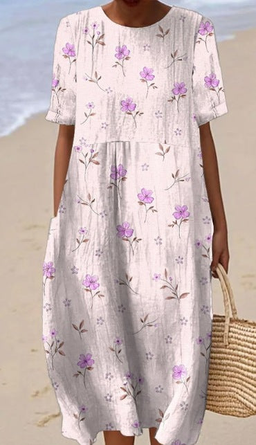 Abito da donna midi senza maniche – taglio casual con stampa elegante