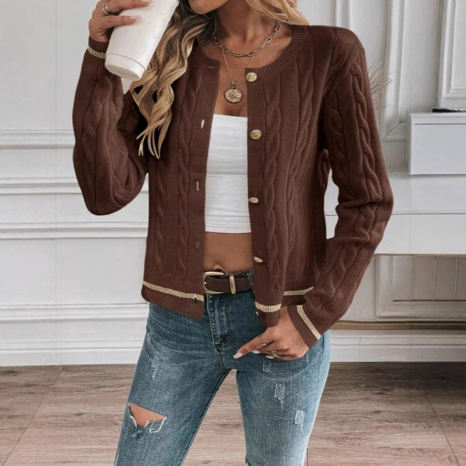 Cardigan Femme en Maille – Tricot Épais Ouvert à Détail Boutons