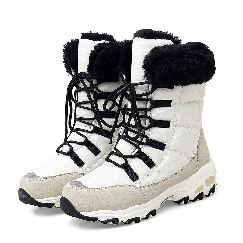 Botte de Neige Femme – Tige Matelassée à Lacets, Doublure Velours Chaude