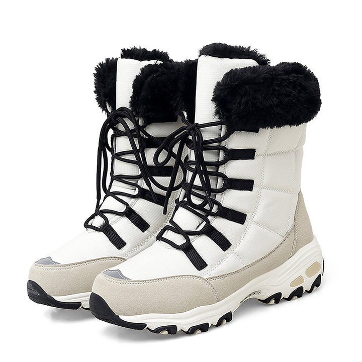 Botte de Neige Femme – Tige Matelassée à Lacets, Doublure Velours Chaude