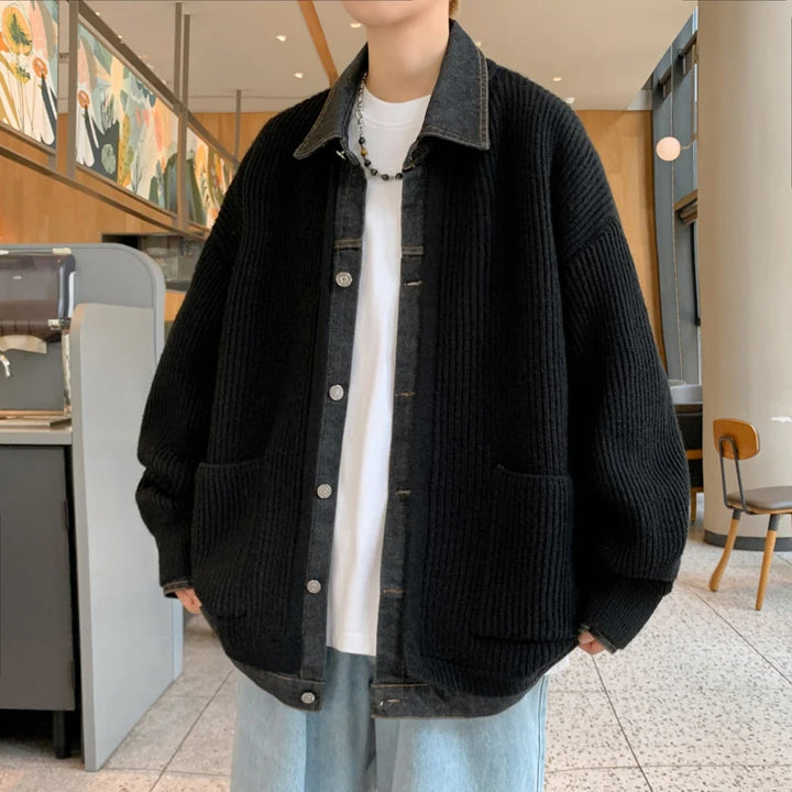 Cardigan Homme Maille Fourrure de Lapin Coton – Coupe Décontractée