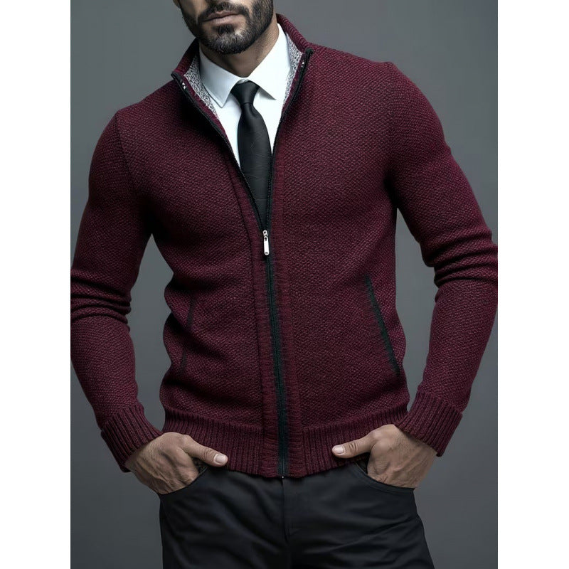 Cardigan Homme en Maille – Col Montant Fermeture Zippée