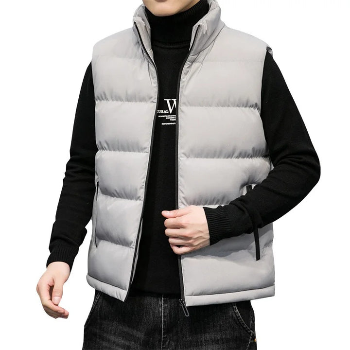 Herren-Steppjacke ohne Ärmel – Warmer Stehkragen
