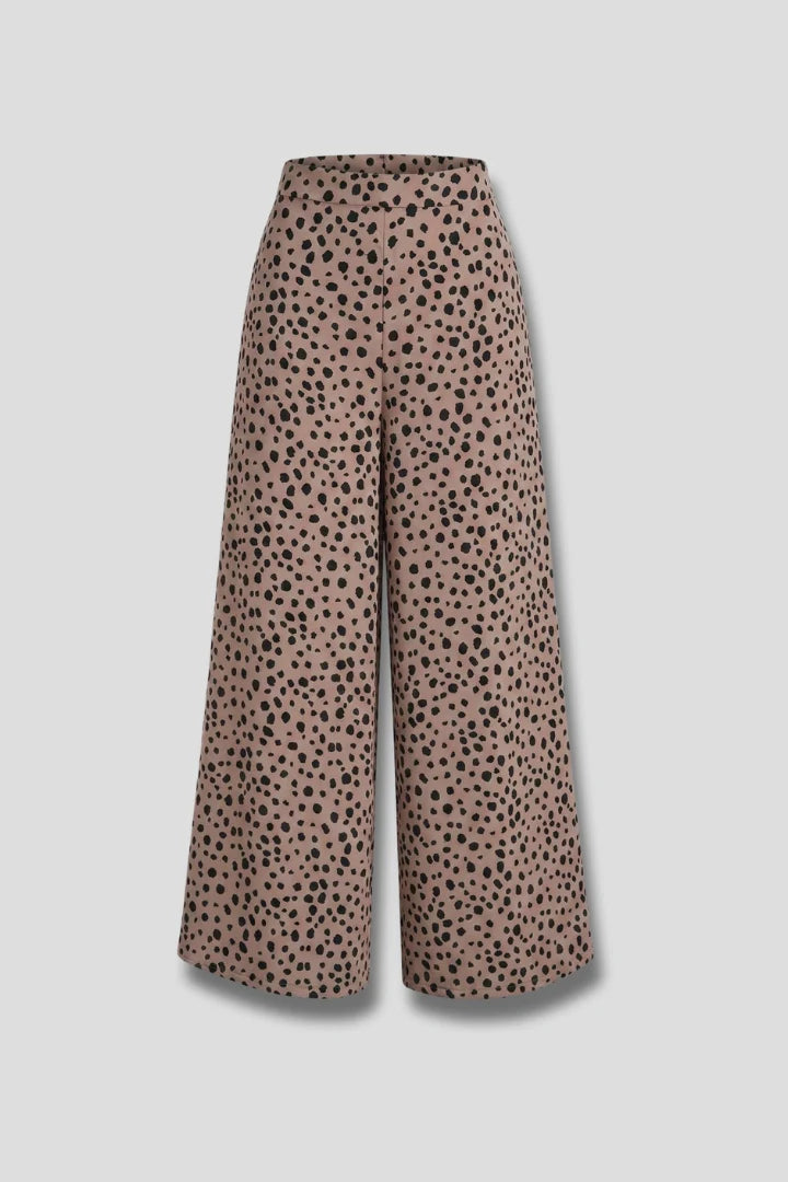 Pantalon Large Femme Imprimé Léopard – Taille Haute Coupe Swing
