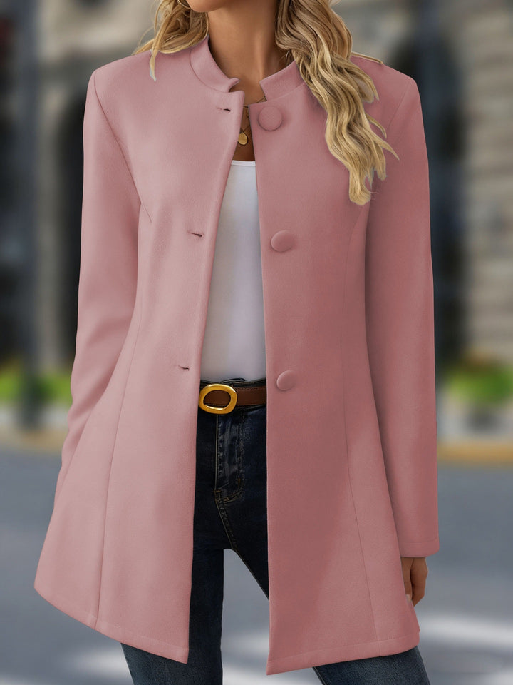 Manteau Femme Laine Mélangée – Longues Manches Casual avec Poches