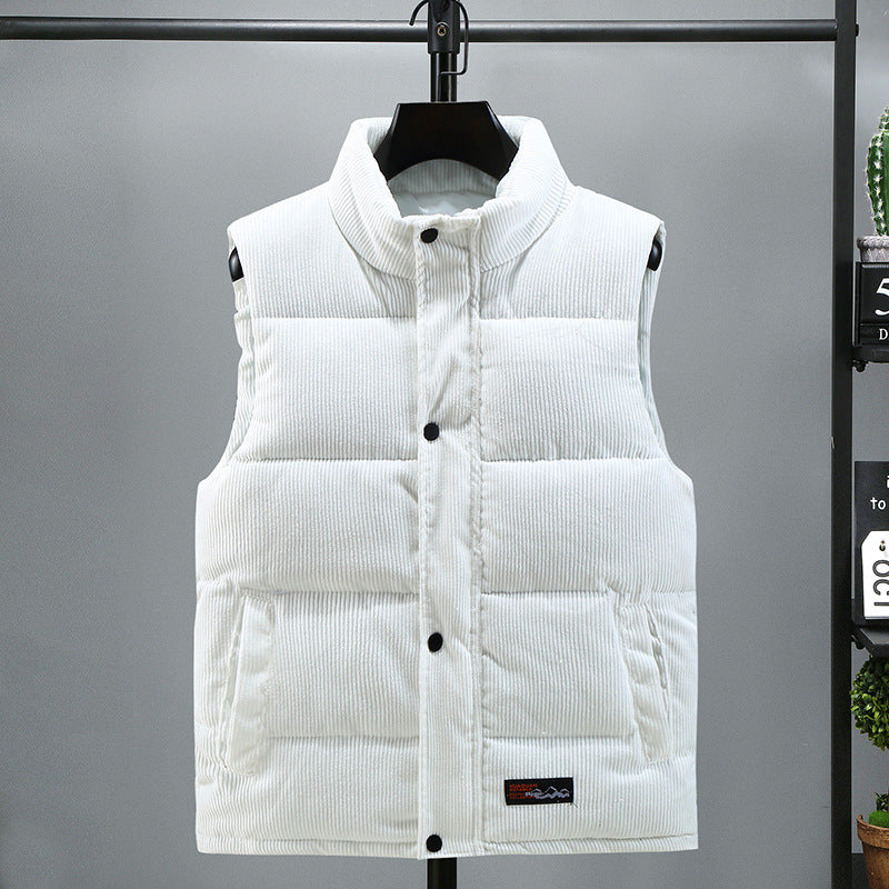 Doudoune sans Manches Homme Aspect Velours Côtelé – Quilting Moderne
