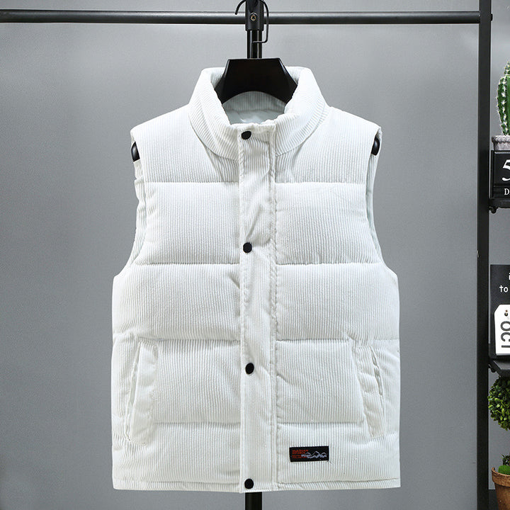 Doudoune sans Manches Homme Aspect Velours Côtelé – Quilting Moderne