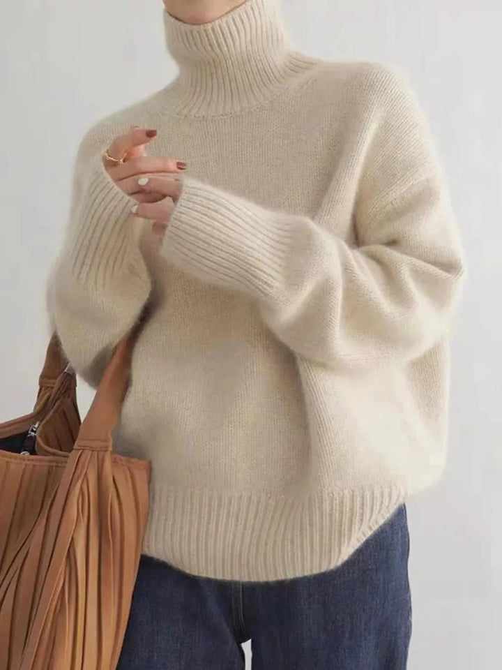 Damen-Rollkragenpullover aus Wolle – bequemer Grobstrick