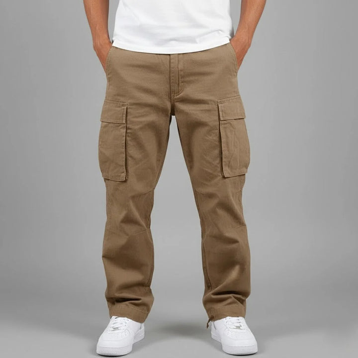 Pantalon Cargo Homme – Coupe Ample, Taille Cordon, Multi-poches