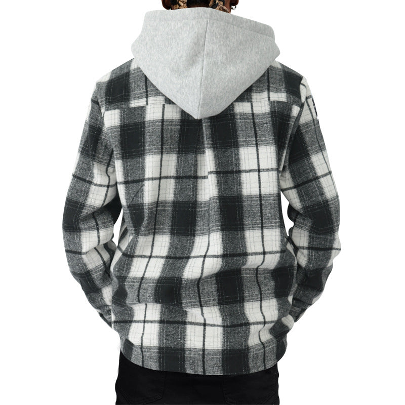 Herrenhemd aus Flanell mit Kapuze – Lässiger Cardigan-Stil