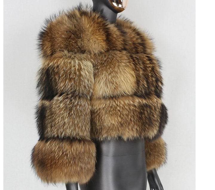 Manteau Court Femme en Fourrure – Col Oversize Élégant