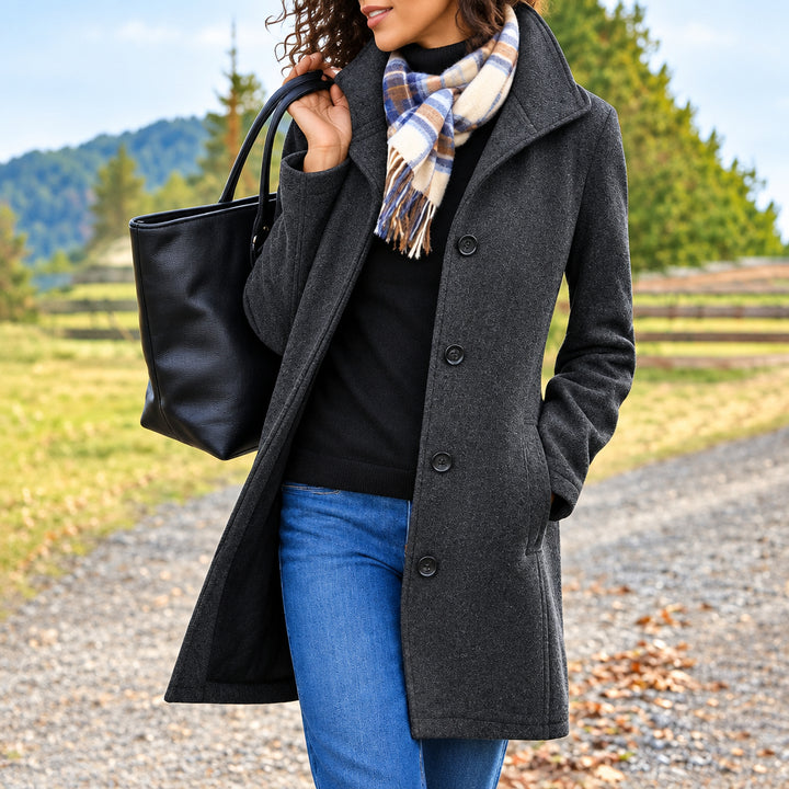Dames Mantel halflang - Slim fit met klassieke reverskraag